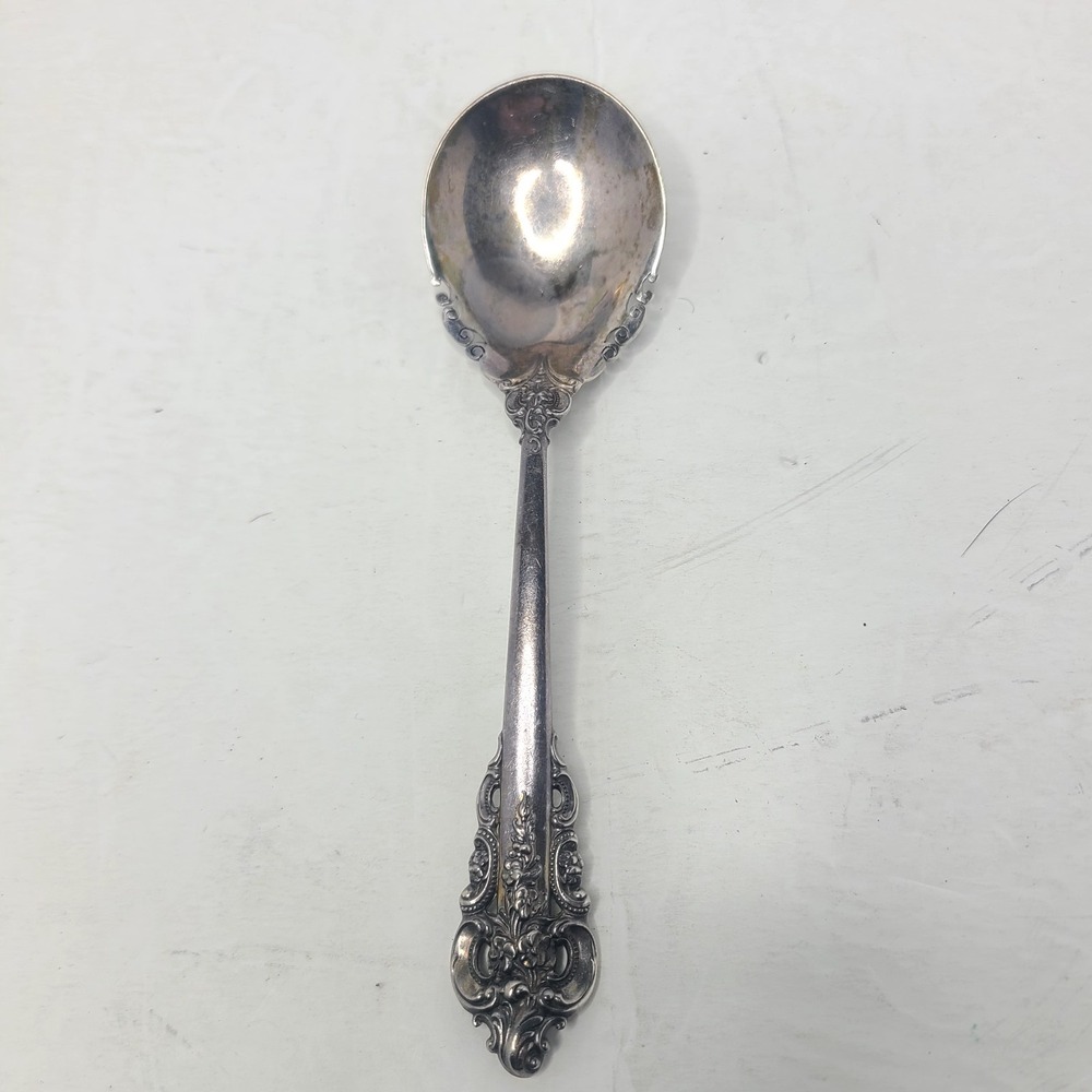 Vintage Wallace Grand Baroque Sterling Silver Sugar Shell Spoon 6 1/2in 1.4oz‎